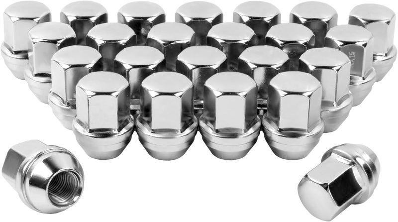 SYOAUTO Set of 24, 14x1.5 Lug Nuts Chrome Compatible with Silverado Tahoe Suburban Colorado 1.5 Inch Wheel Lug Nuts - Image 1